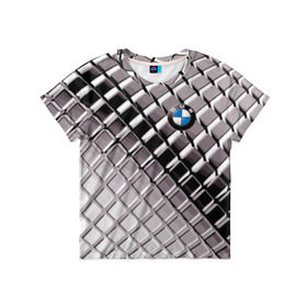 Детская футболка 3D с принтом BMW в Кировске, 100% гипоаллергенный полиэфир | прямой крой, круглый вырез горловины, длина до линии бедер, чуть спущенное плечо, ткань немного тянется | Тематика изображения на принте: bmw | metal | pattern | prestige | бмв | металл | престиж | узор
