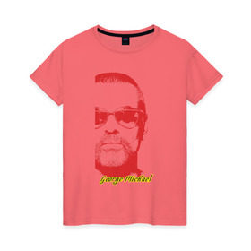 Женская футболка хлопок с принтом Джордж Майкл в Кировске, 100% хлопок | прямой крой, круглый вырез горловины, длина до линии бедер, слегка спущенное плечо | британский | композитор | певец | поэт