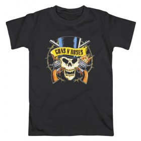 Мужская футболка хлопок с принтом Guns N’ Roses в Кировске, 100% хлопок | прямой крой, круглый вырез горловины, длина до линии бедер, слегка спущенное плечо. | американская | группа | дафф маккаган | иззи стрэдлин | рок | слэш | хард | хард рок | хеви метал | эксл роуз