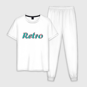 Мужская пижама хлопок с принтом Retro в Кировске, 100% хлопок | брюки и футболка прямого кроя, без карманов, на брюках мягкая резинка на поясе и по низу штанин
 | retro | ретро | ретро стиль