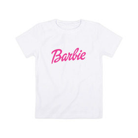 Детская футболка хлопок с принтом Barbie в Кировске, 100% хлопок | круглый вырез горловины, полуприлегающий силуэт, длина до линии бедер | bad | barbie | bratz | girl | princess | team | барби | братц | девочка | дочка | дочь | кукла | куколка | лого | логотип | любимая | невеста | подружка | прекрасная