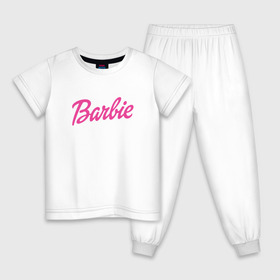 Детская пижама хлопок с принтом Barbie в Кировске, 100% хлопок |  брюки и футболка прямого кроя, без карманов, на брюках мягкая резинка на поясе и по низу штанин
 | Тематика изображения на принте: bad | barbie | bratz | girl | princess | team | барби | братц | девочка | дочка | дочь | кукла | куколка | лого | логотип | любимая | невеста | подружка | прекрасная