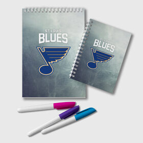 Блокнот с принтом St Louis Blues в Кировске, 100% бумага | 48 листов, плотность листов — 60 г/м2, плотность картонной обложки — 250 г/м2. Листы скреплены удобной пружинной спиралью. Цвет линий — светло-серый
 | Тематика изображения на принте: nhl | st. louis blues | блюз | нхл | сент луиз | сент луис | сент луис блюз | тарасенко | хоккей | шайба