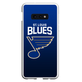 Чехол для Samsung S10E с принтом St Louis Blues в Кировске, Силикон | Область печати: задняя сторона чехла, без боковых панелей | Тематика изображения на принте: nhl | st. louis blues | блюз | нхл | сент луиз | сент луис | сент луис блюз | тарасенко | хоккей | шайба