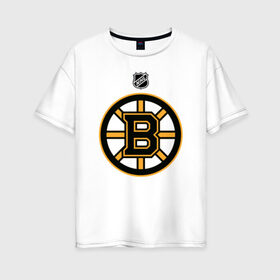 Женская футболка хлопок Oversize с принтом Boston Bruins NHL в Кировске, 100% хлопок | свободный крой, круглый ворот, спущенный рукав, длина до линии бедер
 | boston | boston bruins | hockey | nhl | бостон | бостон брюинз | кубок стенли | нхл | спорт | хоккей | шайба