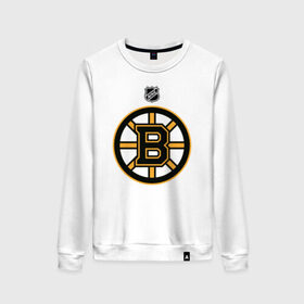 Женский свитшот хлопок с принтом Boston Bruins NHL в Кировске, 100% хлопок | прямой крой, круглый вырез, на манжетах и по низу широкая трикотажная резинка  | boston | boston bruins | hockey | nhl | бостон | бостон брюинз | кубок стенли | нхл | спорт | хоккей | шайба