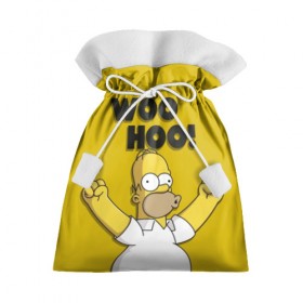 Подарочный 3D мешок с принтом HOMER - WOO HOO! в Кировске, 100% полиэстер | Размер: 29*39 см | Тематика изображения на принте: bart | homer | lisa | the simpsons | барт | гомер | лиза | мэгги | симпсоны