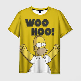 Мужская футболка 3D с принтом HOMER - WOO HOO! в Кировске, 100% полиэфир | прямой крой, круглый вырез горловины, длина до линии бедер | bart | homer | lisa | the simpsons | барт | гомер | лиза | мэгги | симпсоны