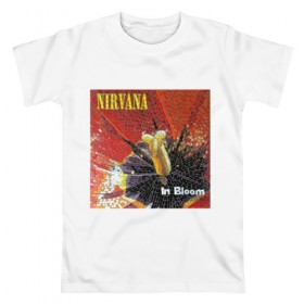 Мужская футболка хлопок с принтом Nirvana In Bloom в Кировске, 100% хлопок | прямой крой, круглый вырез горловины, длина до линии бедер, слегка спущенное плечо. | Тематика изображения на принте: kurt cobain | music | nirvana | rock | кобейн | курт | курт кобейн | музыка | нирвана | рок