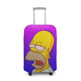 Чехол для чемодана 3D с принтом Уставший Гомер в Кировске, 86% полиэфир, 14% спандекс | двустороннее нанесение принта, прорези для ручек и колес | bart | gomer | simpson | simpsons | барт | гомер | лиза | симпсоны | усталость
