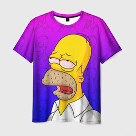 Мужская футболка 3D с принтом Уставший Гомер в Кировске, 100% полиэфир | прямой крой, круглый вырез горловины, длина до линии бедер | bart | gomer | simpson | simpsons | барт | гомер | лиза | симпсоны | усталость
