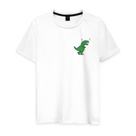 Мужская футболка хлопок с принтом Wtf dinosaur в Кировске, 100% хлопок | прямой крой, круглый вырез горловины, длина до линии бедер, слегка спущенное плечо. | 