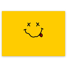 Поздравительная открытка с принтом NIRVANA SMILE в Кировске, 100% бумага | плотность бумаги 280 г/м2, матовая, на обратной стороне линовка и место для марки
 | music | nirvana | rip smile | rock | smile | группа | курт кобейн | музыка | нирвана | рок | смайл