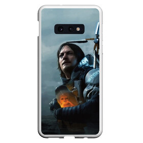 Чехол для Samsung S10E с принтом Сэм - DEATH STRANDING в Кировске, Силикон | Область печати: задняя сторона чехла, без боковых панелей | cliff | death | game | games | hideo | kojima | logo | mads | mikkelsen | norman | porter | reedus | sam | stranding | дес | игра | игры | клифф | кодзима | лого | миккельсен | портер | ридус | стрендинг | сэм | хидео