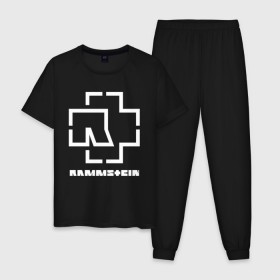 Мужская пижама хлопок с принтом RAMMSTEIN в Кировске, 100% хлопок | брюки и футболка прямого кроя, без карманов, на брюках мягкая резинка на поясе и по низу штанин
 | music | rammstein | rock | группа | музыка | музыканты | рамштайн | рок