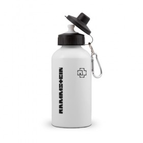 Бутылка спортивная с принтом Rammstein в Кировске, металл | емкость — 500 мл, в комплекте две пластиковые крышки и карабин для крепления | 