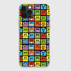 Чехол для iPhone 12 Pro Max с принтом Эмодзи в Кировске, Силикон |  | blue | bright | emoji | emotion | funny | green | orange | purple | red | smiley face | yellow | желтый | забавный | зеленый | красный | лицо | оранжевый | смайлик | смешной | фиолетовый | эмодзи | эмоция | яркий
