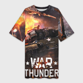 Платье-футболка 3D с принтом war thunder в Кировске,  |  | war thunder | war thunder 2019 | war thunder лучшие | war thunder самолеты | war thunder танки | вар тандер | игра war thunder | купить футболку war thunder | футболки war thunder