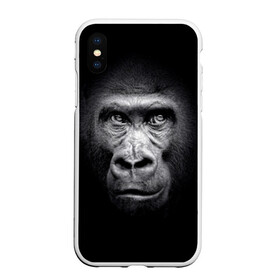 Чехол для iPhone XS Max матовый с принтом Горилла в Кировске, Силикон | Область печати: задняя сторона чехла, без боковых панелей | animal | black | eyes | fauna | gorilla | gray | look | monkey | muzzle | primate | взгляд | глаза | горилла | животное | обезьяна | примат | серый | фауна | черный
