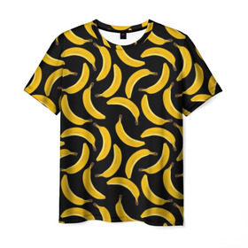 Мужская футболка 3D с принтом Бананы в Кировске, 100% полиэфир | прямой крой, круглый вырез горловины, длина до линии бедер | 