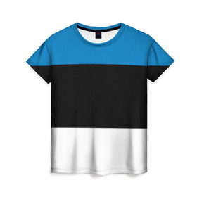 Женская футболка 3D с принтом Эстония. Флаг. в Кировске, 100% полиэфир ( синтетическое хлопкоподобное полотно) | прямой крой, круглый вырез горловины, длина до линии бедер | балтии | государство | прибалтика | республика | снг | ссср | страна | страны | эстония
