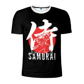 Мужская футболка 3D спортивная с принтом Samurai в Кировске, 100% полиэстер с улучшенными характеристиками | приталенный силуэт, круглая горловина, широкие плечи, сужается к линии бедра | Тематика изображения на принте: black | dangerous | hieroglyph | japan | kimono | man | red | samurai | slogan | sun | sword | text | warrior | white | белый | воин | иероглиф | кимоно | красный | меч | мужчина | опасный | самурай | слоган | солнце | текст | черный | япония
