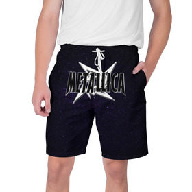Мужские шорты 3D с принтом Metallica в Кировске,  полиэстер 100% | прямой крой, два кармана без застежек по бокам. Мягкая трикотажная резинка на поясе, внутри которой широкие завязки. Длина чуть выше колен | metallica | группа | метал | металлика | музыка | песни | рок