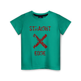 Детская футболка хлопок с принтом Straight edge в Кировске, 100% хлопок | круглый вырез горловины, полуприлегающий силуэт, длина до линии бедер | straight edge | sxe | острая грань | схе
