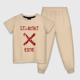 Детская пижама хлопок с принтом Straight edge в Кировске, 100% хлопок |  брюки и футболка прямого кроя, без карманов, на брюках мягкая резинка на поясе и по низу штанин
 | Тематика изображения на принте: straight edge | sxe | острая грань | схе
