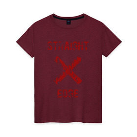 Женская футболка хлопок с принтом Straight edge в Кировске, 100% хлопок | прямой крой, круглый вырез горловины, длина до линии бедер, слегка спущенное плечо | straight edge | sxe | острая грань | схе