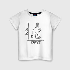 Детская футболка хлопок с принтом Утка. Кролик в Кировске, 100% хлопок | круглый вырез горловины, полуприлегающий силуэт, длина до линии бедер | алгебра | геометрия | животные | иллюзия | кролик | обман зрения | утка | юмор