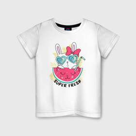Детская футболка хлопок с принтом Лето в Кировске, 100% хлопок | круглый вырез горловины, полуприлегающий силуэт, длина до линии бедер | арбуз | женские | летние | лето