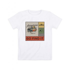 Детская футболка хлопок с принтом Приключение в Кировске, 100% хлопок | круглый вырез горловины, полуприлегающий силуэт, длина до линии бедер | горы | кемпинг | отдых | отпуск | ретро