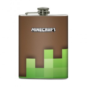 Фляга с принтом Minecraft в Кировске, металлический корпус | емкость 0,22 л, размер 125 х 94 мм. Виниловая наклейка запечатывается полностью | game | games | minecraft | игра | игры | майнкрафт
