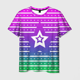 Мужская футболка 3D с принтом Звезда в Кировске, 100% полиэфир | прямой крой, круглый вырез горловины, длина до линии бедер | Тематика изображения на принте: star | stars | звезда | звёздочки | звёзды | красочная | линии | полосы | редактируемая | стар | старс | цветная | яркая