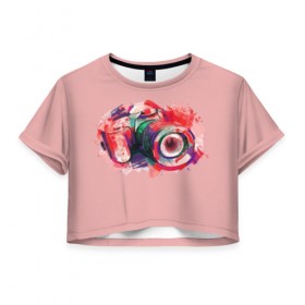 Женская футболка Cropp-top с принтом Я Фотограф в Кировске, 100% полиэстер | круглая горловина, длина футболки до линии талии, рукава с отворотами | для | линза | объектив | съемка | тушка | фотик | фотоапарат | фотограф