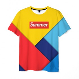 Мужская футболка 3D с принтом Sunny summer в Кировске, 100% полиэфир | прямой крой, круглый вырез горловины, длина до линии бедер | 