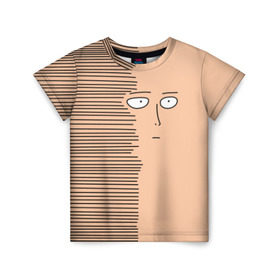 Детская футболка 3D с принтом Сайтама в Кировске, 100% гипоаллергенный полиэфир | прямой крой, круглый вырез горловины, длина до линии бедер, чуть спущенное плечо, ткань немного тянется | one punch man | saitama | аниме | ванпанчмен | сайтама
