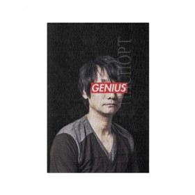 Обложка для паспорта матовая кожа с принтом Kojima GENIUS в Кировске, натуральная матовая кожа | размер 19,3 х 13,7 см; прозрачные пластиковые крепления | death stranding | gamedev | genius | hideo | hideo kojima | hikka | kodjima | kojima | kojima productions | sempai | senpai | гений | кодзима | семпай | сенпай | хидео | хидео кодзима