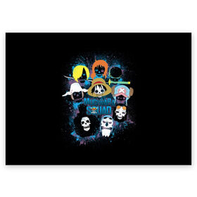 Поздравительная открытка с принтом One Piece в Кировске, 100% бумага | плотность бумаги 280 г/м2, матовая, на обратной стороне линовка и место для марки
 | Тематика изображения на принте: anime | joy boy | kaido | luffy | manga | one piece | supernova | theory | zoro | большой куш | ван | луффи | манга | манки д | мульт | пираты | пис | рыжий | сёнэн | сериал | шанкс