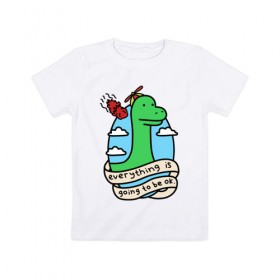 Детская футболка хлопок с принтом Dinosaur в Кировске, 100% хлопок | круглый вырез горловины, полуприлегающий силуэт, длина до линии бедер | Тематика изображения на принте: дино | динозавр | метиорит