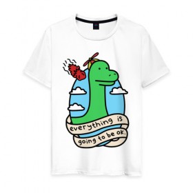 Мужская футболка хлопок с принтом Dinosaur в Кировске, 100% хлопок | прямой крой, круглый вырез горловины, длина до линии бедер, слегка спущенное плечо. | дино | динозавр | метиорит