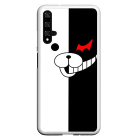 Чехол для Honor 20 с принтом MONOKUMA (КАПЮШОН) в Кировске, Силикон | Область печати: задняя сторона чехла, без боковых панелей | Тематика изображения на принте: anime | bear | black  white | danganronpa | kurokuma | monodam | monokuma | monomi | monotaro | pink | rabbit | school | shirokuma | аниме | главарь | мoноми | монокума | черно белый | школа