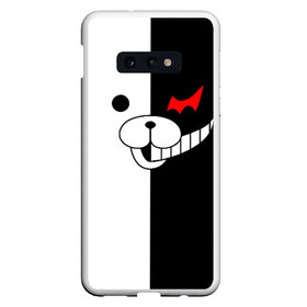 Чехол для Samsung S10E с принтом MONOKUMA (КАПЮШОН) в Кировске, Силикон | Область печати: задняя сторона чехла, без боковых панелей | Тематика изображения на принте: anime | bear | black  white | danganronpa | kurokuma | monodam | monokuma | monomi | monotaro | pink | rabbit | school | shirokuma | аниме | главарь | мoноми | монокума | черно белый | школа