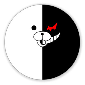 Коврик для мышки круглый с принтом MONOKUMA (КАПЮШОН) | МОНОКУМА в Кировске, резина и полиэстер | круглая форма, изображение наносится на всю лицевую часть | anime | bear | black  white | danganronpa | kurokuma | monodam | monokuma | monomi | monotaro | pink | rabbit | school | shirokuma | аниме | главарь | мoноми | монокума | черно белый | школа