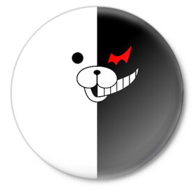 Значок с принтом MONOKUMA (КАПЮШОН) | МОНОКУМА в Кировске,  металл | круглая форма, металлическая застежка в виде булавки | Тематика изображения на принте: anime | bear | black  white | danganronpa | kurokuma | monodam | monokuma | monomi | monotaro | pink | rabbit | school | shirokuma | аниме | главарь | мoноми | монокума | черно белый | школа