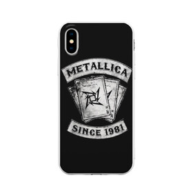 Чехол для iPhone X матовый с принтом Metallica в Кировске, Силикон | Печать на задней стороне чехла, без боковой панели | album | black | concert | heavy | kirk | metal | metallica | music | rock | tolls | джеймс хэтфилд | кирк хэмметт | клифф бёртон | ларс ульрих | метал | металлика | трэш