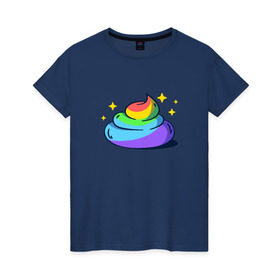 Женская футболка хлопок с принтом Какашка в Кировске, 100% хлопок | прямой крой, круглый вырез горловины, длина до линии бедер, слегка спущенное плечо | арт | единорог | красиво | радуга | рисунок | смешно | цветная | юмор