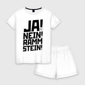 Женская пижама с шортиками хлопок с принтом RAMMSTEIN в Кировске, 100% хлопок | футболка прямого кроя, шорты свободные с широкой мягкой резинкой | du hast | mein herz | rammstein | rammstein rock | ramstein | группа rammstein | концерт рамштайн | рамштайн | рамштайн дойчланд | тилль линдеманн | у хаст