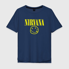 Мужская футболка хлопок Oversize с принтом Nirvana в Кировске, 100% хлопок | свободный крой, круглый ворот, “спинка” длиннее передней части | 